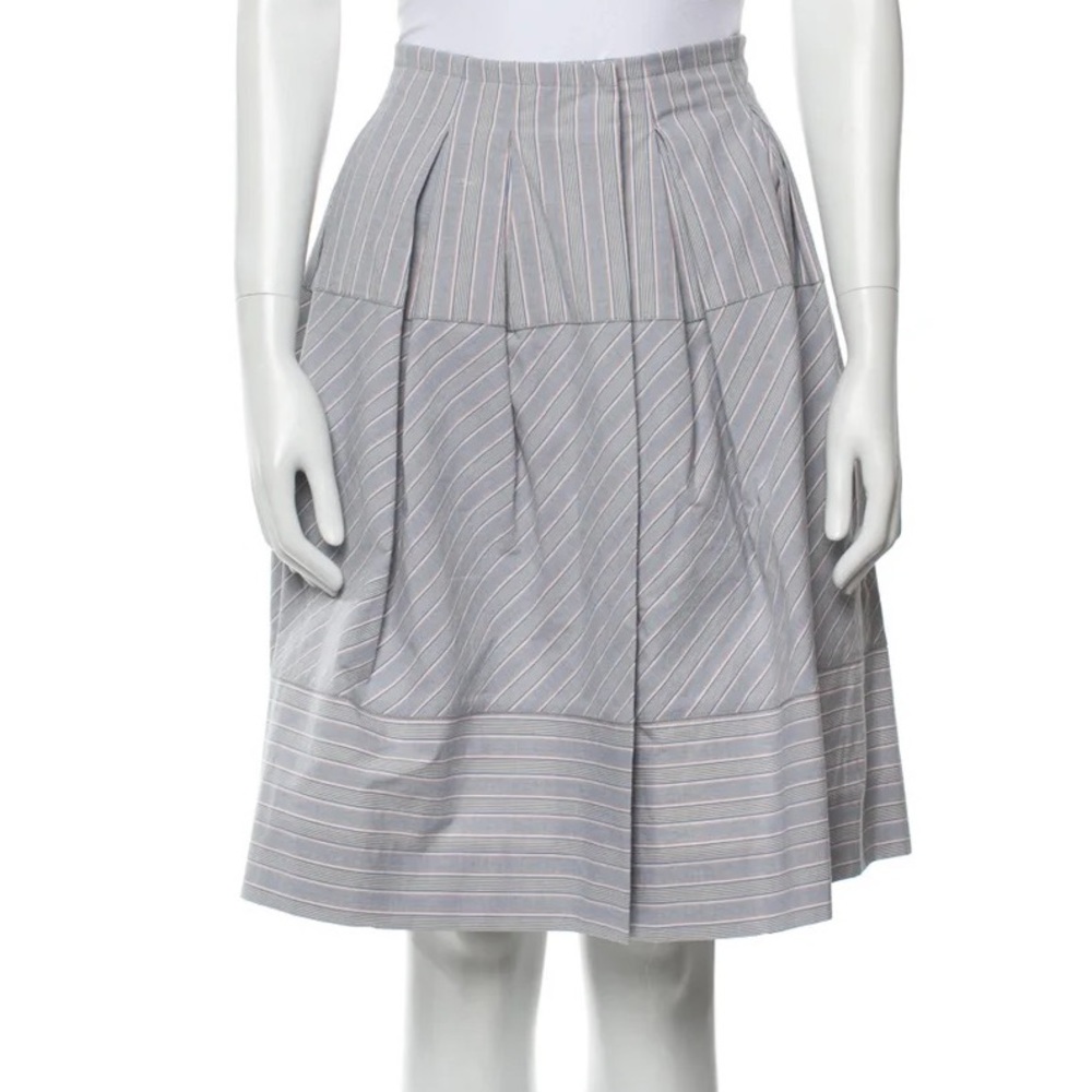 Piazza Sempione New striped‎ pleated knee length Skirt front snap button